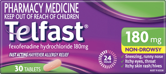 Telfast 180mg Hayfever & Allergy Relief Tablets - Telfast AU