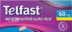 Telfast 60mg Hayfever Relief Tablets Box